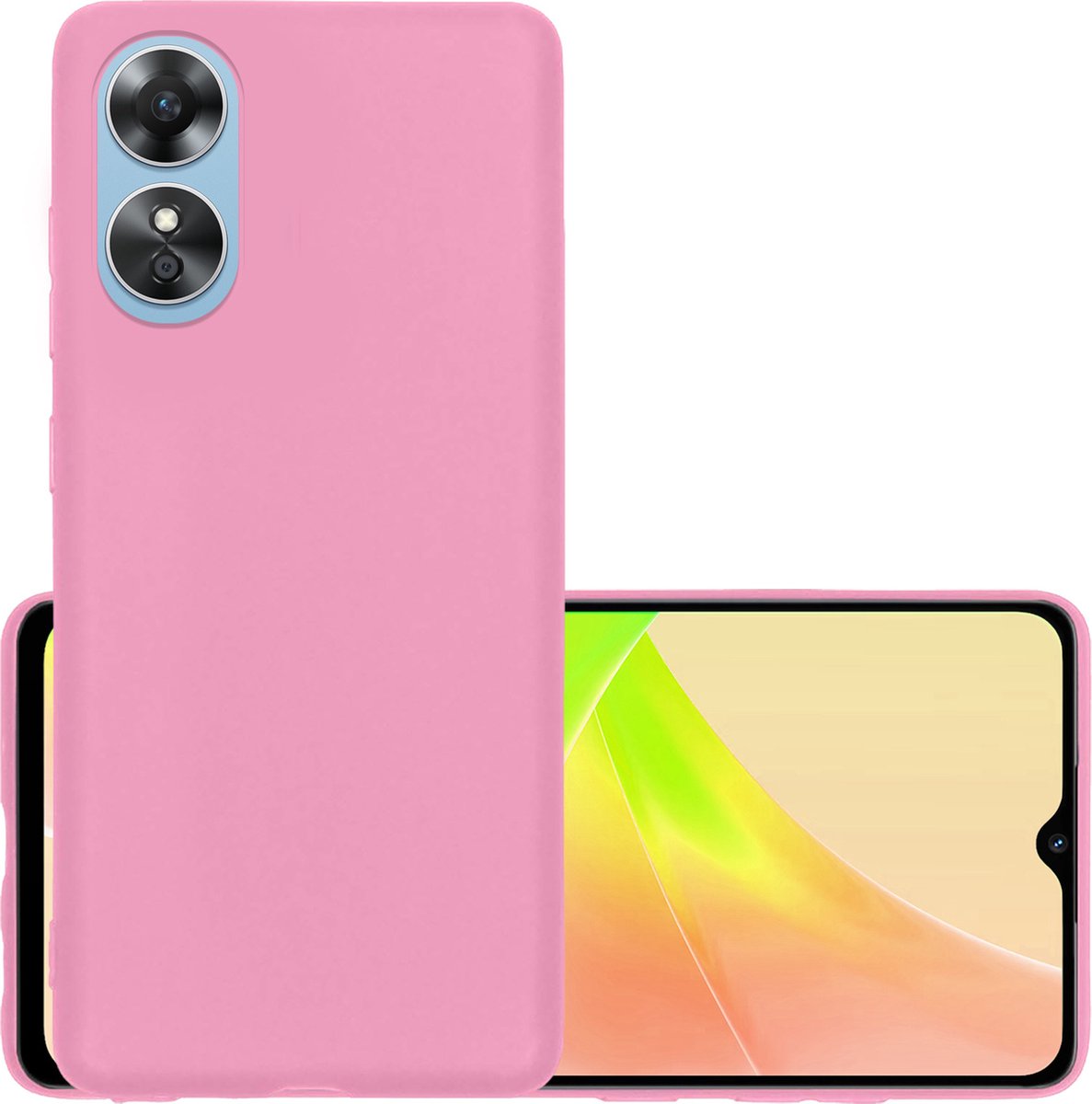 Hoesje - Geschikt voor OPPO A17 - Sterk & Shockproof - Hoes Cover - Siliconen Case - Lichtroze
