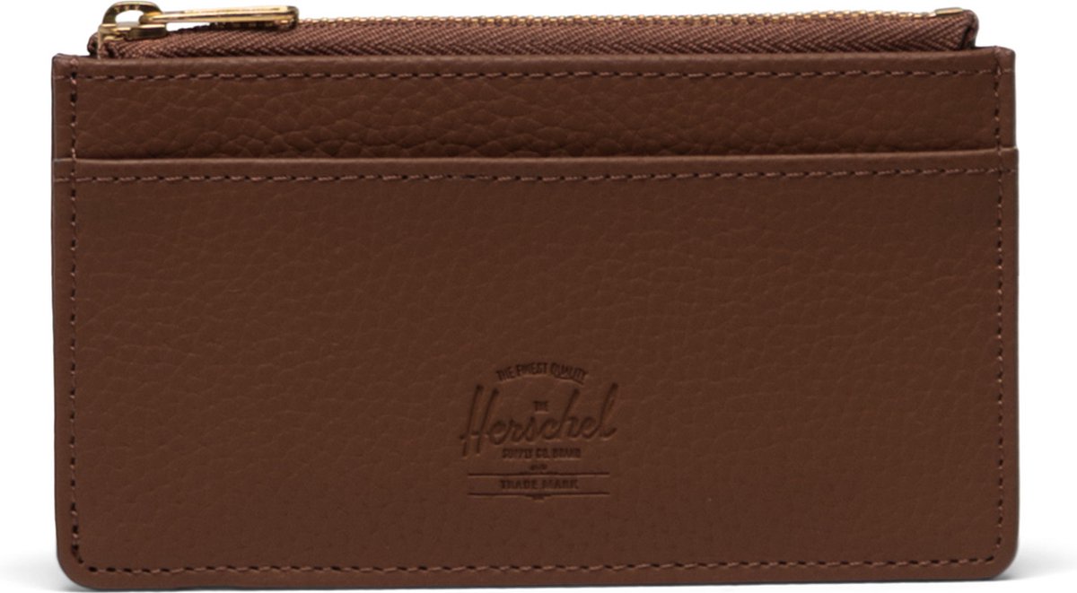 Oscar II Vegan Leather RFID - Saddle Brown / Kaarthouder - pasjeshouder met RFID blocking layer en middenvak met ritssluiting / vegan leder / Beperkte Levenslange Garantie / Bruin