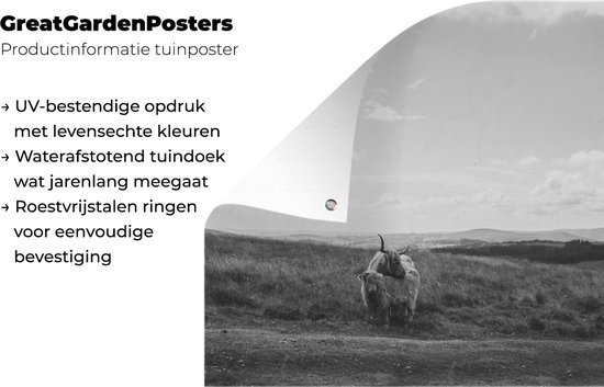 Décoration de jardin Espace nature avec montagnards écossais - noir et blanc - 60x40 cm - Poster jardin - Toile jardin - Poster extérieur