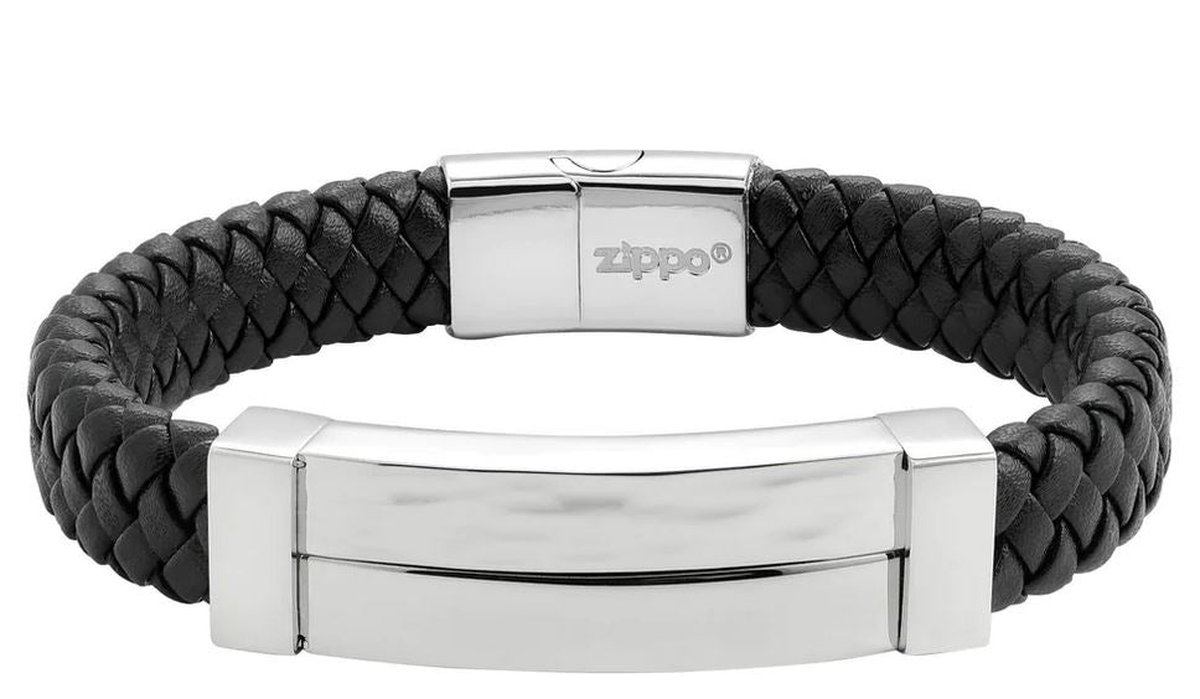 Zippo Double Steel Bar Braided Leather Armband