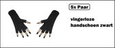 5x Paar vingerloze handschoen zFeest festival thema feest party optocht themafeest