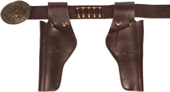 Faram Party Cowboy verkleed holster voor 2 pistolen - bruin - volwassenen