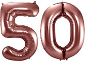 Folat Folie ballonnen - 50 jaar cijfer - brons - 86 cm - leeftijd feestartikelen