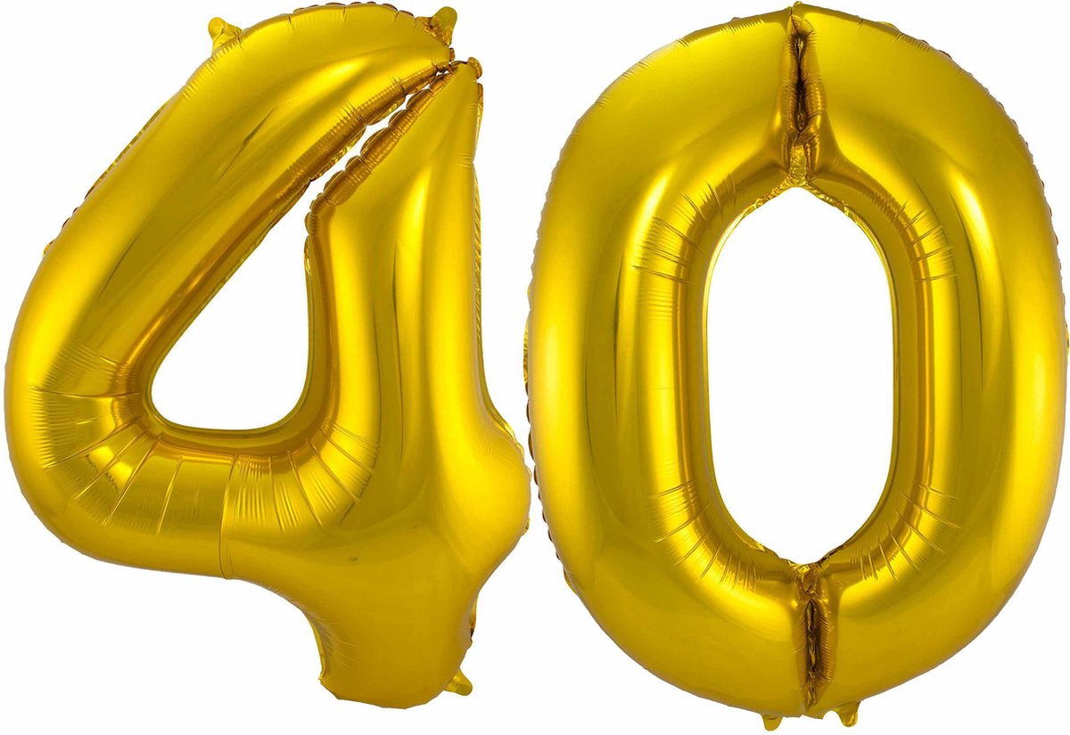 Folat Folie ballonnen - 40 jaar cijfer - goud - 86 cm - leeftijd feestartikelen - verjaardag versiering
