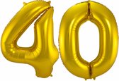 Folat Folie ballonnen - 40 jaar cijfer - goud - 86 cm - leeftijd feestartikelen