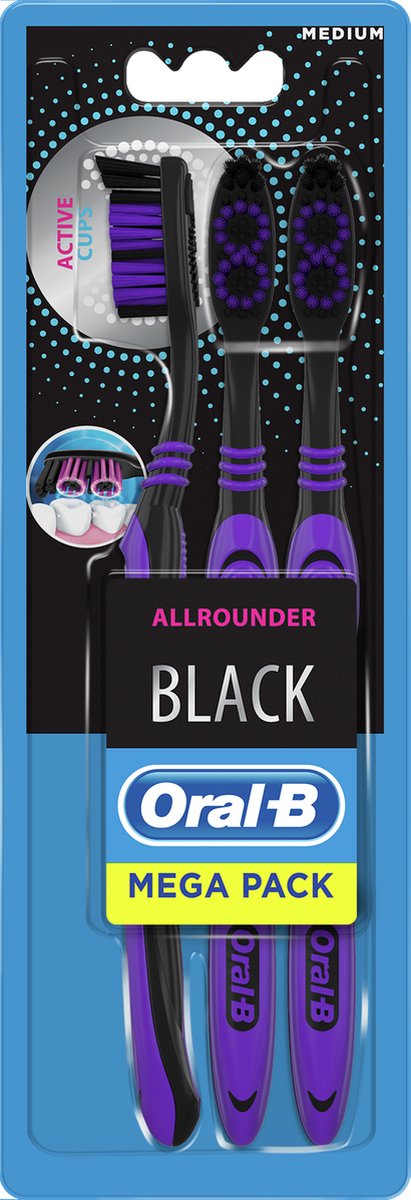 ORAL-B Toothbrushes BLACK 3 pieces MEDIUM