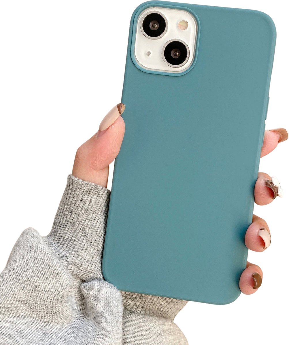 Apple iPhone 13 Soft Touch Hoesje - Oceaanblauw - Stevig Shockproof TPU Materiaal - Zachte Coating - Siliconen Feel Case - Back Cover Blauw
