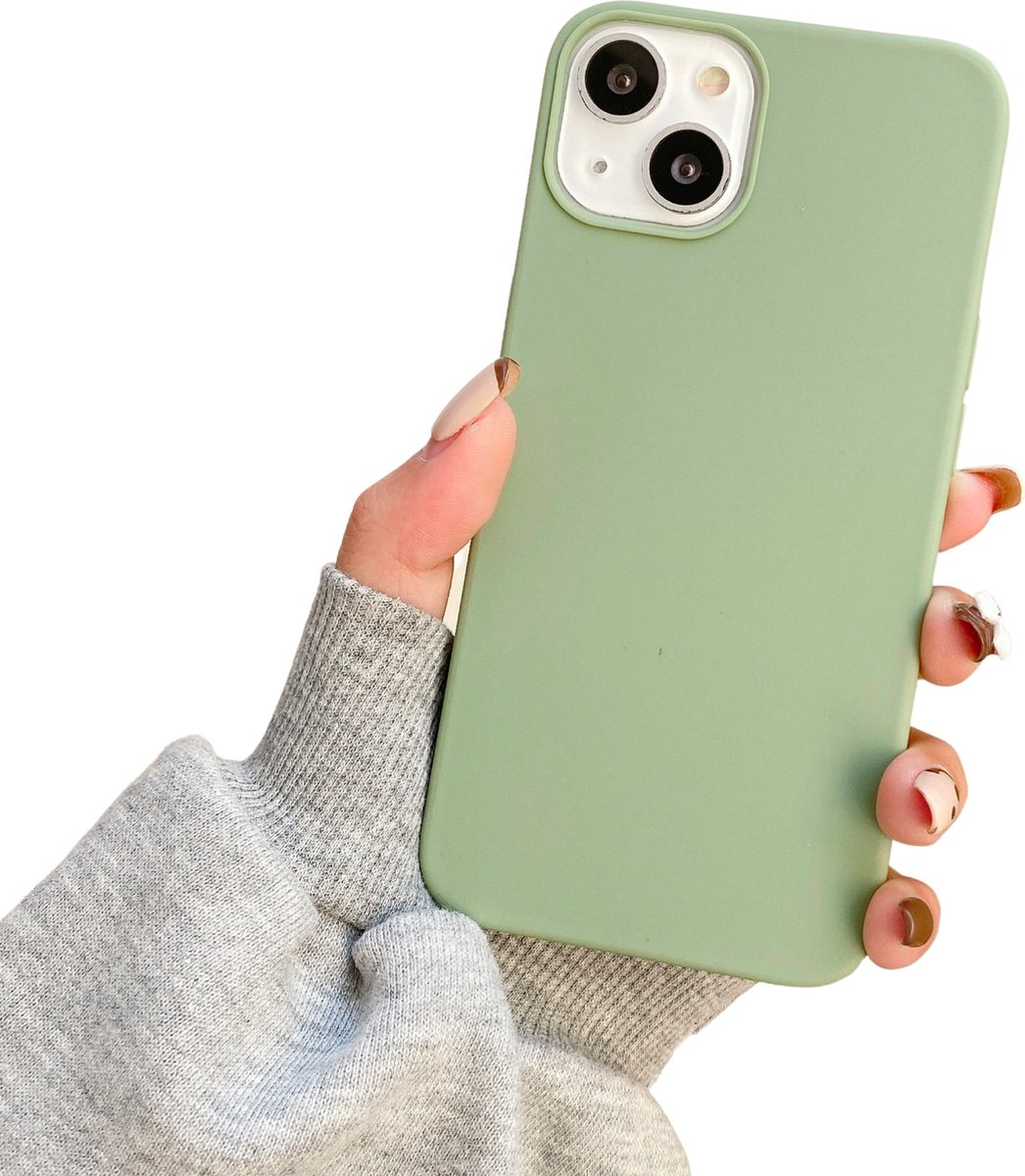 Apple iPhone 14 Soft Touch Hoesje - Lichtgroen - Stevig Shockproof TPU Materiaal - Zachte Coating - Siliconen Feel Case - Back Cover Groen