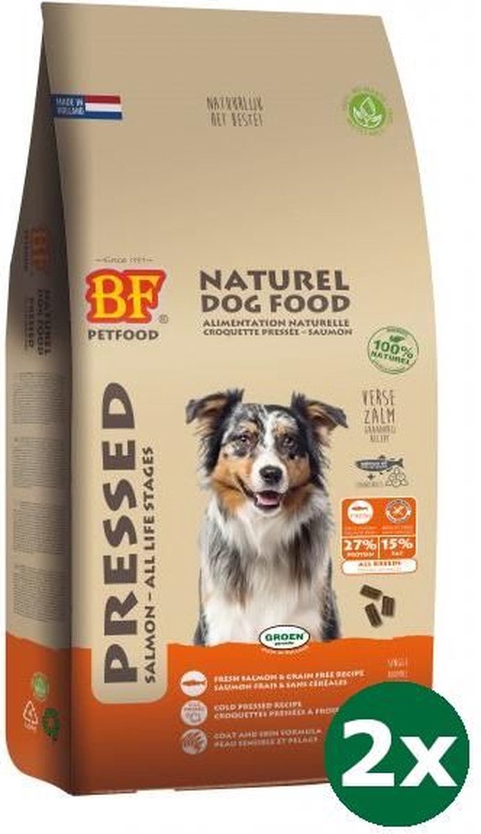 BF Petfood 2x13,5 kg Biofood geperst zalm graanvrij hondenvoer