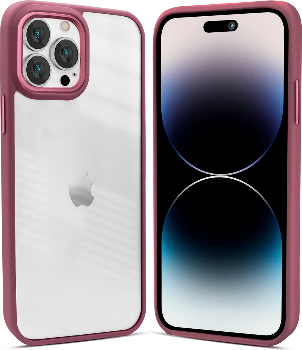 Coverzs telefoonhoesje geschikt voor Apple iPhone 13 Pro Max solid bumper hoesje - optimale bescherming - mat - transparant / bordeaux