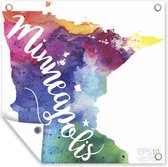 Tuindoek Illustratie van de stadsnaam Minneapolis op een kleurrijk Minnesota - 100x100 cm