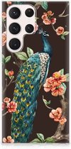 Telefoon Hoesje Geschikt voor Samsung Galaxy S23 Ultra Siliconen Back Cover Pauw met Bloemen
