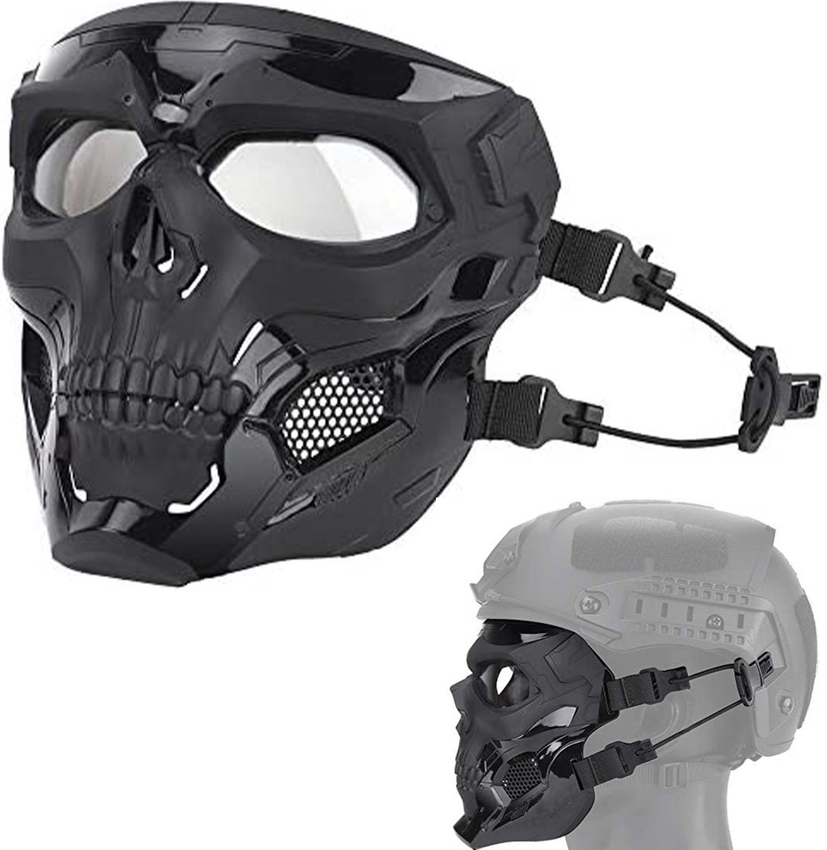 Currero Airsoft Masker - Airsoft Helm - Paintball Masker - Tactical Helmet - Zwart