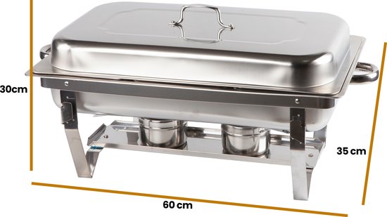 Alora Chafing Dish chrome 3 plateaux par 4 - chauffe-plats - maintien au chaud - avec couvercle - chauffe-buffet - inox - chrome - plaque chauffante - bain maria - plateaux chauffants