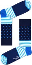 Happy Socks Stripe Dots Block Sokken - Blauw - Maat 36-40