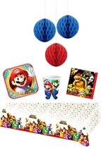 Super Mario - Feestpakket - Feestartikelen - Kinderfeest - 8 Personen - Bekers - Bordjes - Tafelkleed - Servetten - Versiering