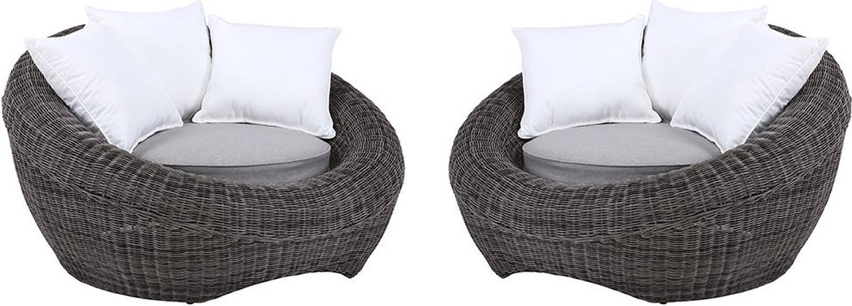 MYLIA Set van 2 tuinfauteuils van gevlochten hars - Grijs - WHITEHEAVEN L 101 cm x H 66 cm x D 107 cm