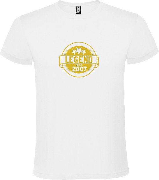Wit T-Shirt met “Legend sinds 2007 “ Afbeelding Goud Size XXXXXL