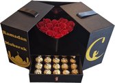 Flowerbox Met Zeep Rozen en Tekst - Zeep Rozen - Kunstbloemen - Ramadan Mubarak - Giftbox - Offerfeest - Suikerfeest - Eid