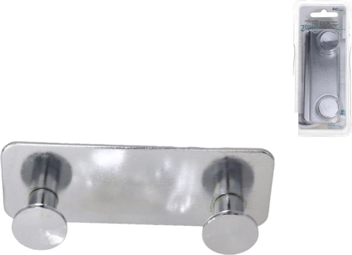Handdoekhaak chroom met 3 M bevestiging- 2 knoppen Handdoek hanger- Haaks zonder boren| Badkamer| Keuken