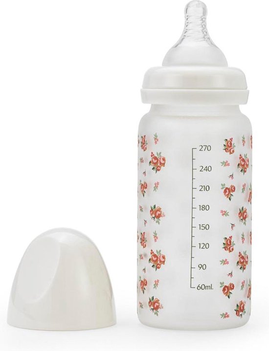 Elodie glazen babyfles - Baby flessen - Baby fles - siliconen anti-koliek speen - 0m+ - Autumn Rose