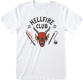 Stranger Things Heren Tshirt -M- Hellfire Club Logo Wit