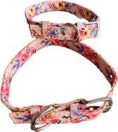 Honden Halsband - Maat M - Roze Bloemetjes halsband - Vrolijk - Halsband - Hond - Verstelbaar - Stevig