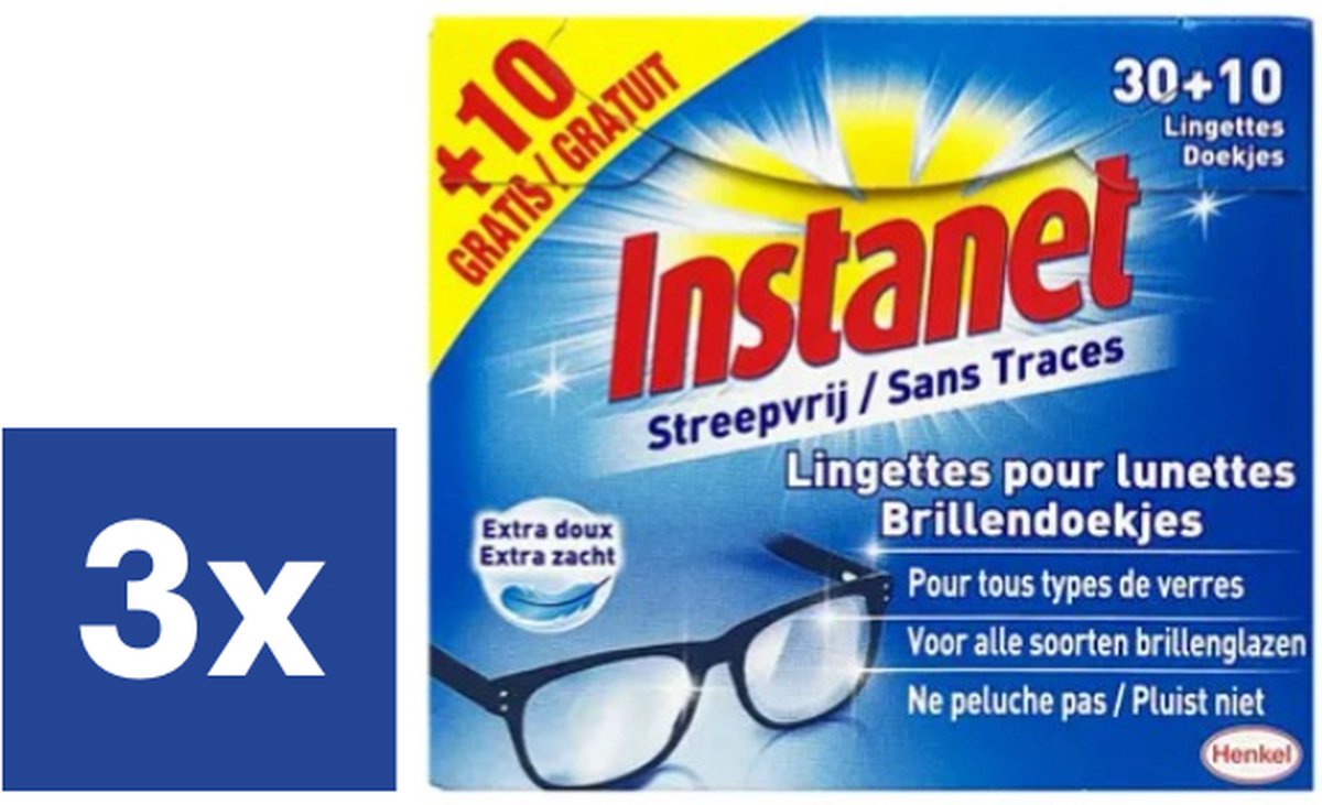 Instanet Lingettes pour Lunettes - 90 Lingettes + 30 Lingettes Offertes