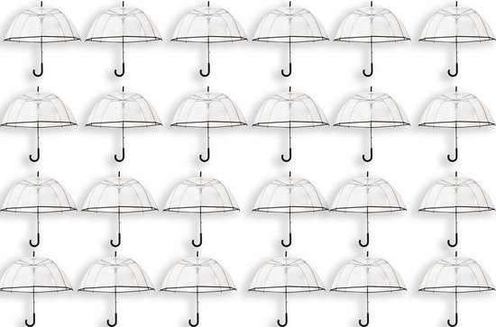 24 Stuks Transparante koepelparaplu 85 cm - doorzichtige paraplu - trouwparaplu - bruidsparaplu - stijlvol - plastic - automatisch - trouwen - bruiloft - trendy - fashionable