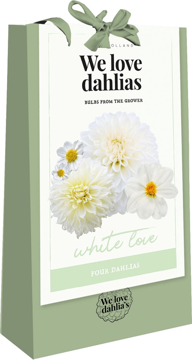 Tas we love dahlias white love - 4st - Bloembollen - JUB Holland