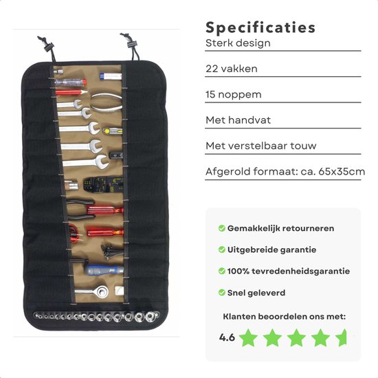 Opvouwbare gereedschapsmand tas multifunctionele gereedschapstas meerdere zakken oprolbare gereedschapstas klein gereedschap organizer tassen grote capaciteit hardwarezakje voor elektricien (zwart B
