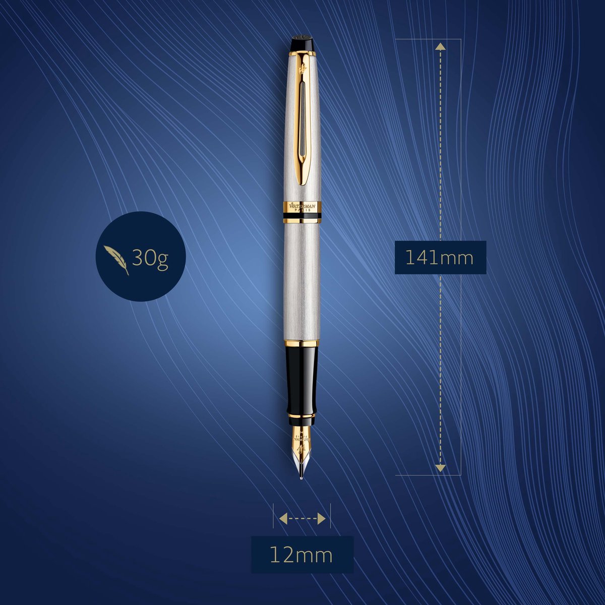 WATERMAN Exception Stylo plume fin, Noir, plume fine 18K, encre bleue,  Coffret cadeau