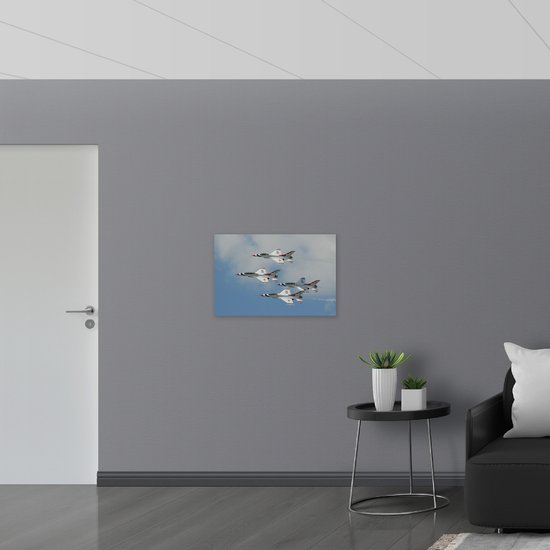WallClassics - Panneau de mousse PVC - Quatre Avions Amérique en vol - Photo 75 x 50 cm sur panneau de mousse PVC