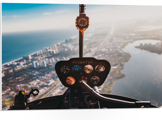 WallClassics - PVC Schuimplaat - Uitzicht vanuit Helikopter op Stad - 75x50 cm Foto op PVC Schuimplaat (Met Ophangsysteem)