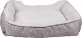 Intirilife pluche pluche bed in grijs - 50 x 40 x 13 cm - Zacht antislip hondenbed kattenbed kussen comfortabele hondenbank kattenbank voor honden en katten