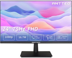 AntteQ 24S2 – 24 Inch Full HD Monitor – 75Hz – VA Paneel – Ultra Slim Bezel – Blauw Licht Filter – HDMI/VGA – VESA 75x75 – Zwart
