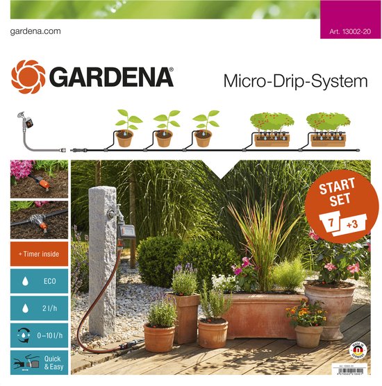 GARDENA Startset automatische micro-druppel bewatering voor 7 bloempotten en 3 plantenbakken