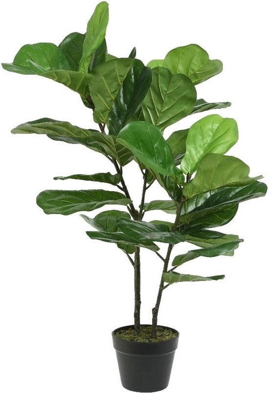 Everlands Vijgenboom/Ficus carica kunstplant in zwarte pot - H97 cm