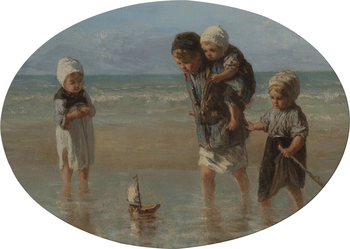 Art for the Home Kinderen der zee Canvas Ovaal 50x70 cm