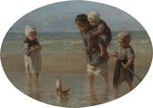 Art for the Home | Kinderen der zee - Canvas Ovaal - 50x70 cm