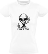 Je viens en paix T-shirt femme | extraterrestre | extraterrestre | OVNI | autre planète | univers | majeur | Humour | Noir