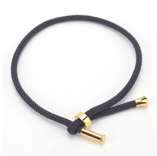 UrbanGoods - Geluksarmband - Nylon Touw Armband - Grijs - 19 Cm - Verstelbaar - Vriendschap armband