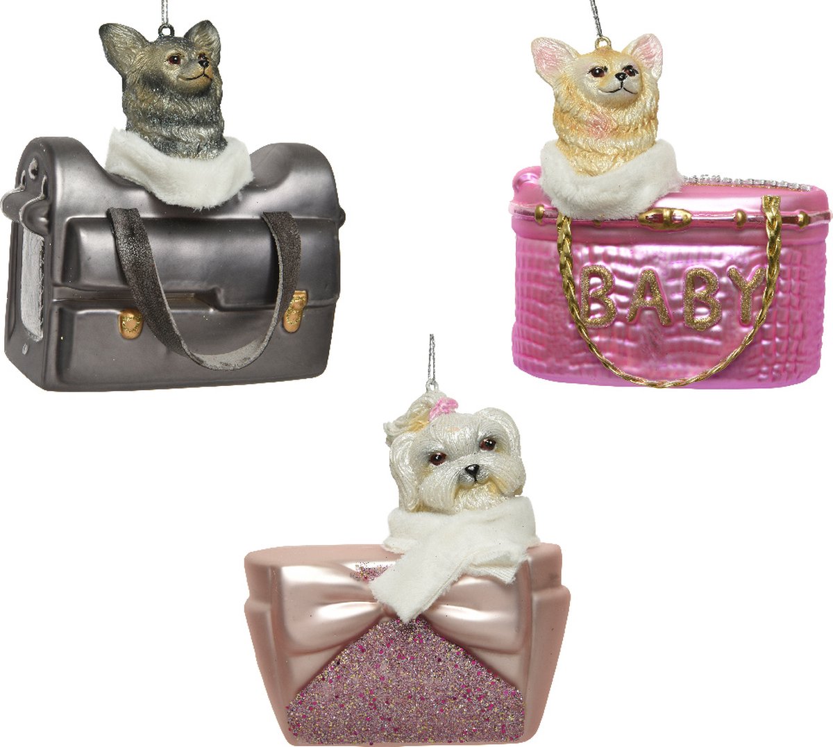 Bol.com Kersthanger Hond glas 10x5cm. aanbieding