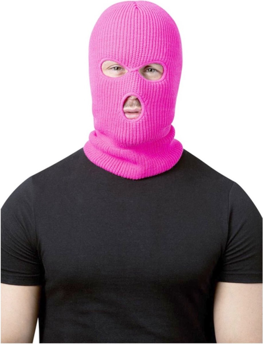 Smiffys - Balaclava Ski Mask Masker - Roze