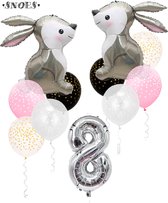 Snoes Bosdier Konijn Sweet Rabbit Ballonnen Set 8 Jaar - Verjaardag Versiering - Kinderfeestje