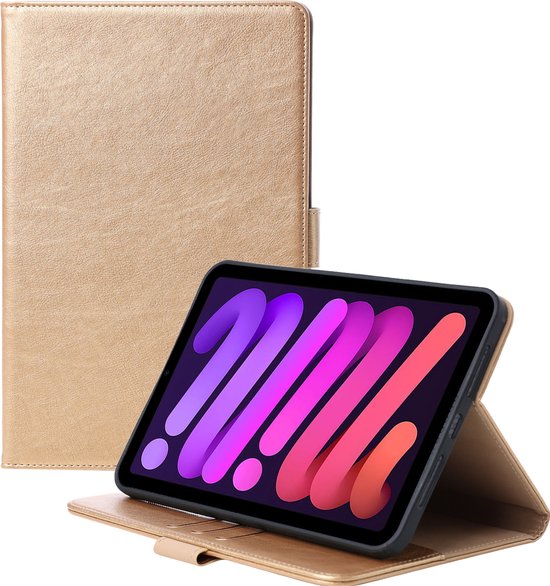 Étui de Luxe pour iPad Mini 6 - Étui pour iPad Mini 2021 - Cuir - Étui pour iPad Mini 2021 - Or - Étui pour iPad Mini 6 - Convient pour Apple iPad Mini 6e génération (2021) - Étui