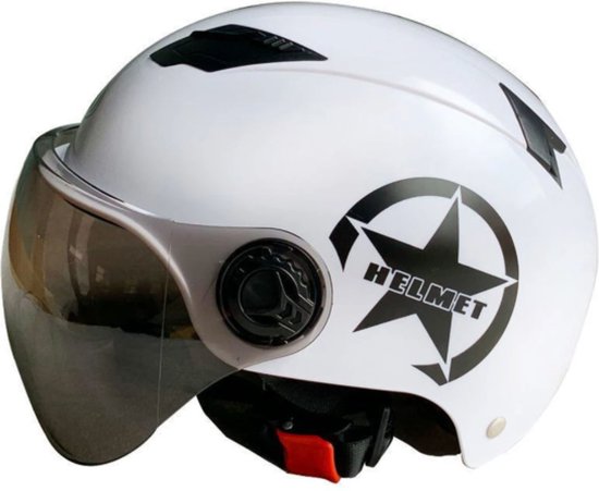 Yuricoo - Scooter helm wit - Motor & brommer helm - Onze size - Veilige helm