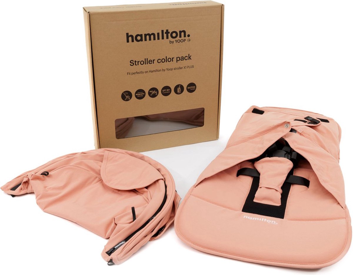 Hamilton by Yoop Buggy Bekledingset Color Pack – Stroller bekleding voor de Hamilton by Yoop X1 Plus & S1 Plus buggy's – Makkelijk te Monteren Kinderwagenhoes – Pastel Pink - Hamilton by Yoop
