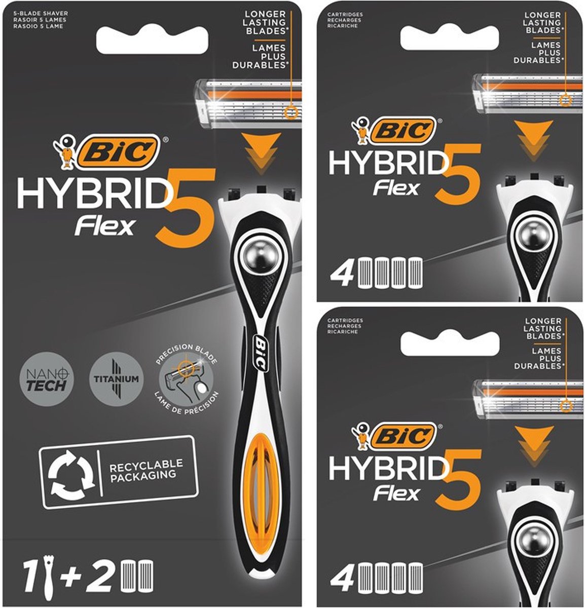 Système de rasage BIC Hybrid 5 Flex avec 10 Recharges - avantage groupé |  bol.com