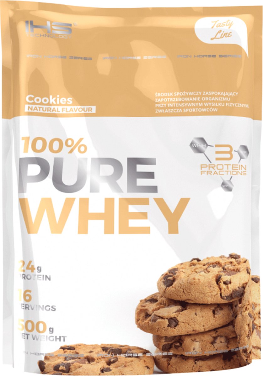 IHS 100% Pure Whey Protein - Blend: isolaat, hydrolysaat, concentraat - Eiwitshake - Eiwitpoeder - 500g - Cookies